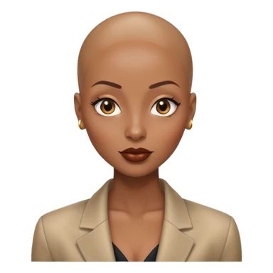 shiny skin wearing blazer Alluring black woman wide nose bald head big brown lips sticker