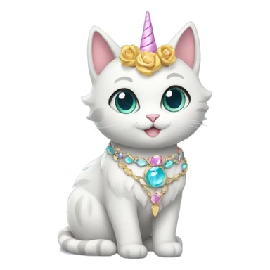 magical princess-cat with unicorn horn and necklace full body sticker