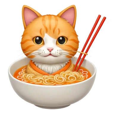 Cat eating ramen sticker