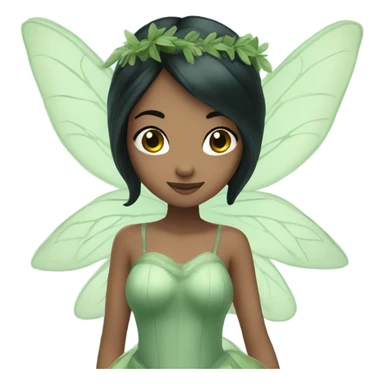 Pretty fairy with black hair with sage green fairy dress and wings  sticker