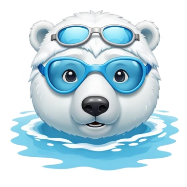 friendly anthropomorphised polar bear swimming in a pool wearing swimming goggles sticker