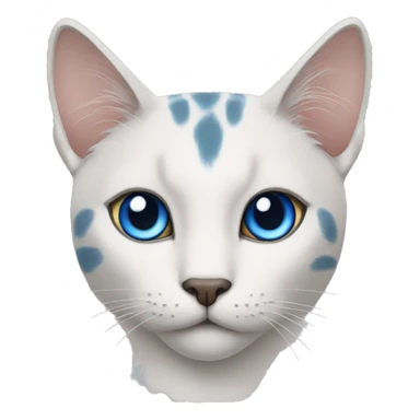 a cat with a blue spot on the left ear and on the left eye sticker