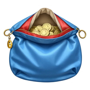 blue coins inside an opened bag  sticker