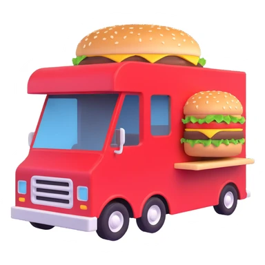 generate me a 3D hamburger food truck sticker