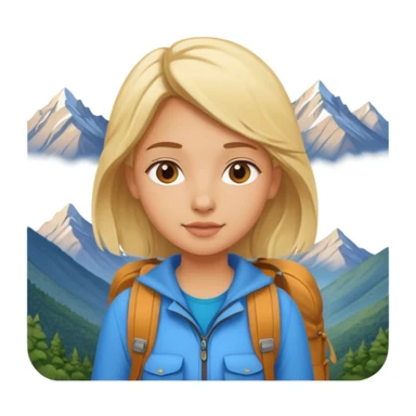 girl backpacking, travelling mountains background sticker
