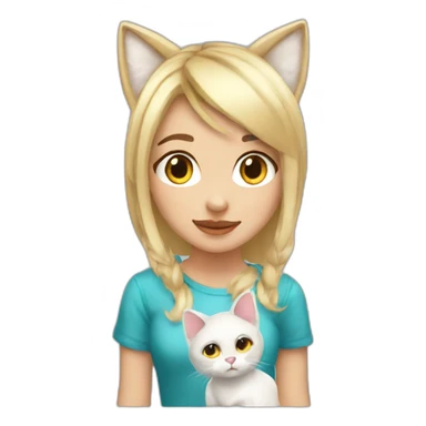cute blonde girl with a white tail and cat ears sticker