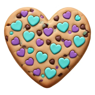 Purple and teal chocolate chip cookie heart sticker