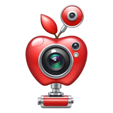 diamond-shaped pin with video camera, sparkling effect, premium video location, apple style emoji sticker