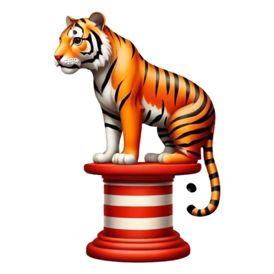 Vintage circus tiger on red and white pedestal sticker