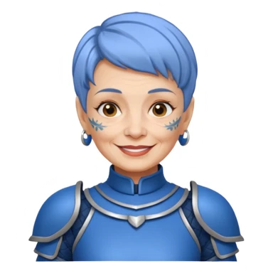 Elderly Tattooed Knights female, with short hair, blue armour sticker