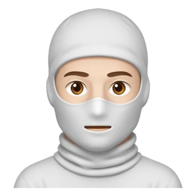 head of a white guy with brown eyes wearing a white balaclava sticker