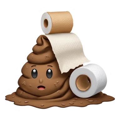 Poop with toilet paper in hand sticker