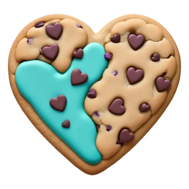 Purple and teal chocolate chip cookie heart sticker