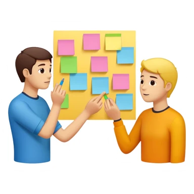 group brainstorming with sticky notes sticker