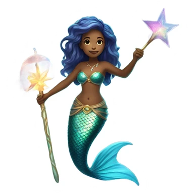 mermaid with a staff with magical powers sticker