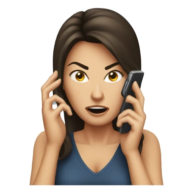 Brunette angry Woman talking on cell phone sticker