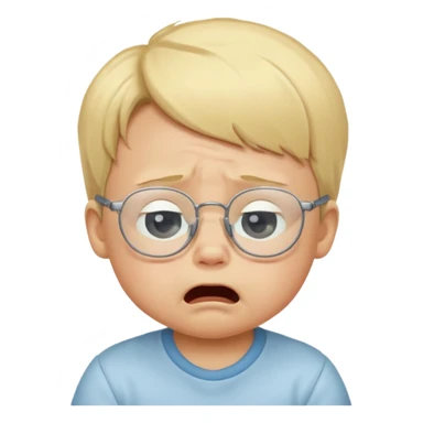 blond baby boy crying with glasses sticker