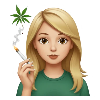white girl with brown to blonde ombré hair smoking a marijuana cigarette sticker