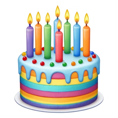 Rainbow birthday cake with ten candles  sticker