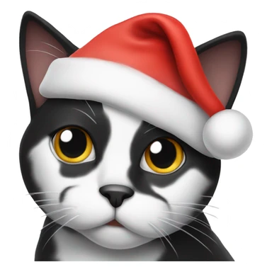 Black and white cat wearing Santa hat sticker