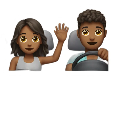 Holding hands boi and girl in a car sticker