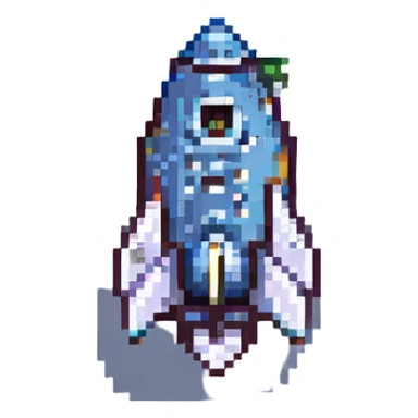 rocket ship icon pixel art style sticker