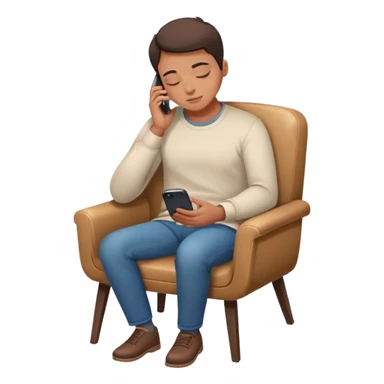 A person sitting in a chair, phone on the table, hands resting on their lap, eyes closed. No distractions, no to-do lists—just a moment of stillness.  sticker