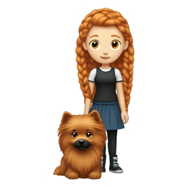 Ginger girl with braided hair and black spitz sticker