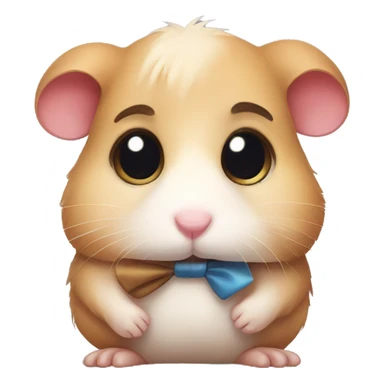 Sad hamster wearing a bow sticker