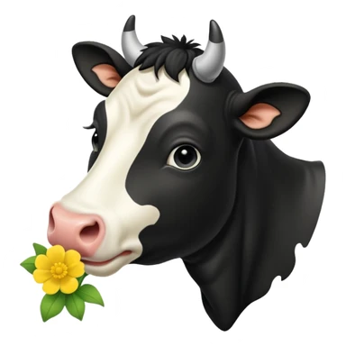 pantomime friesan cow with buttercup in mouth sticker