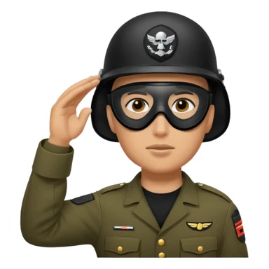 Soldier saluting with helmet + black mask sticker