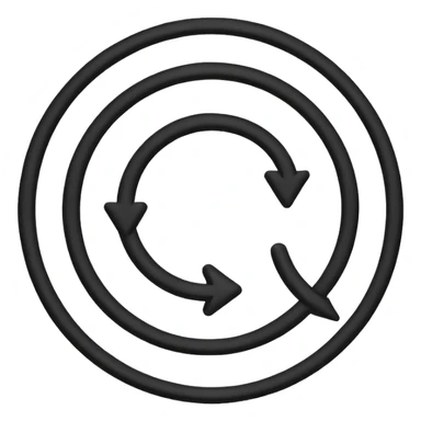 Minimalistic flat vector icon, iOS style, thin black contour on white background. Circular arrows forming an infinite loop, symbolizing Agile process. Clean, no text, no shadows.
 sticker