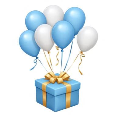 Please make light blue and white balloons too, make several and tie them to a gift, the gifts with the most balloons, make the light blue and white balloons sticker