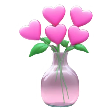 10000000 huge pink hearts on stems in a clear glass vase sticker