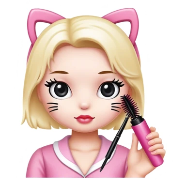  hello Kitty holding an eyelash mascara spoolie sticker