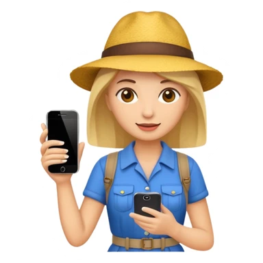 tourist woman holding phone sticker