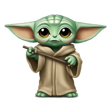 baby yoda holding a wand sticker