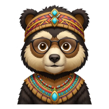 spectacled bear in Inca costume sticker