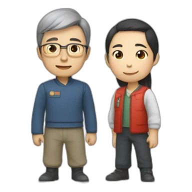 LiHongzhi and XiJinpin, two human mentors, arm in arm，team up sticker