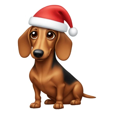wiener dog with a santa hat sticker
