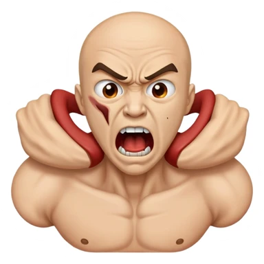 man strangling his neck with mouth open and angry face sticker