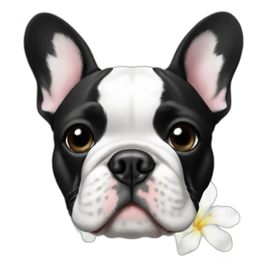 French-bulldog-Black and white flower sticker