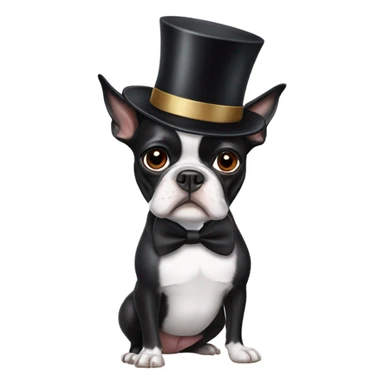 Boston terrier wearing a top hat sticker
