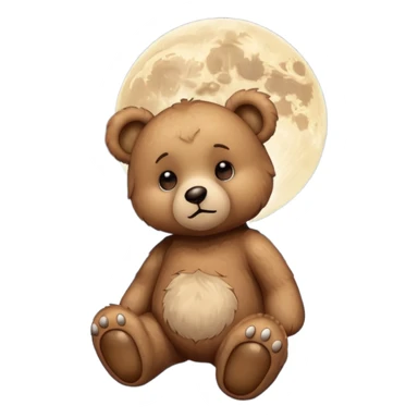 Sad Teddy bear looking up at moon sticker