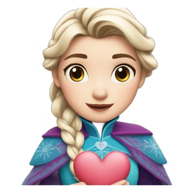 Anna in Frozen holding a heart sticker