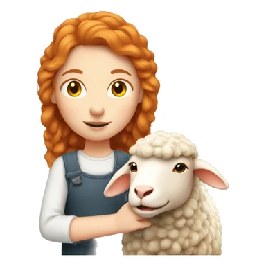 Ginger girl with a sheep  sticker