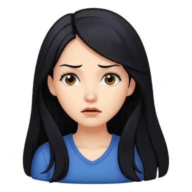 A beautiful woman with long, black hair looked puzzled. sticker