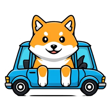 shiba inu sitting inside a BMW car sticker