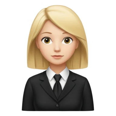 woman lawyer blanche et blonde avec des cheveux mi-long; elle est habillée avec une longue robe noire et une cravate blanche;  sticker