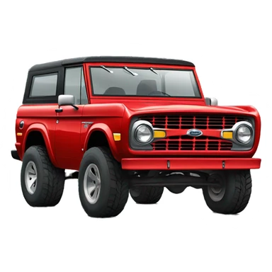 Red ford bronco with big tires black windows sticker